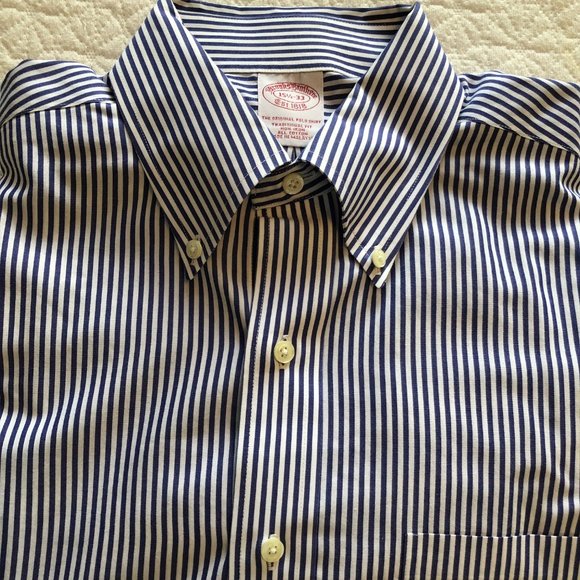 Brooks Brothers Other - BROOKS BROTHERS 1818 orig polo trad. fit blue/white seersucker stripe sz 15.5-33